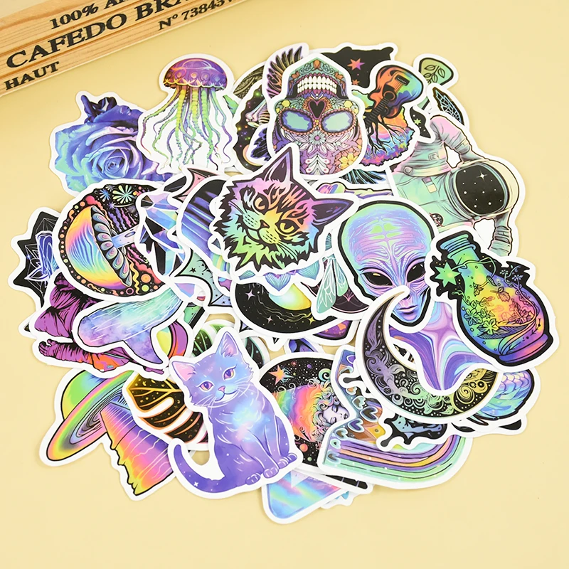 50 Pcs Cartoon Psychedelic Mysterious Graffiti Stickers DIY Phone Laptop Luggage Skateboard Graffiti Magic Decal Fun For Kid Toy