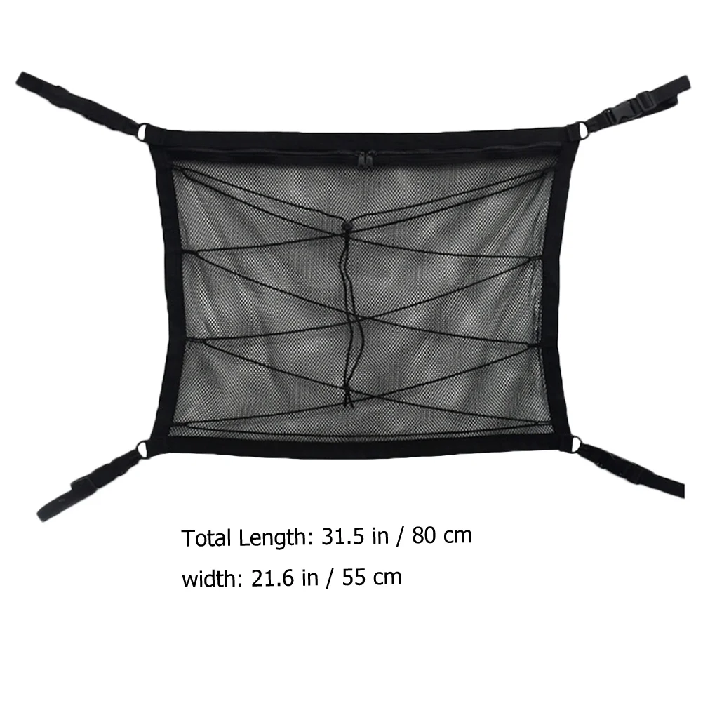 

Car Ceiling Cargo Net Double-Layer Mesh Suv Roof Organizer Storage Bag Long Trip Safety Vehicle Travel Accessories Interior