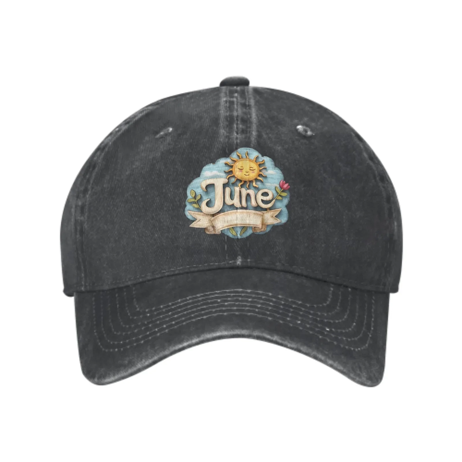 Hello June Vintage Washed Denim เบสบอลหมวกแรเงา Duckbill หมวกผ้าฝ้าย Breathable อเนกประสงค์กีฬากลางแจ้งหมวก Streetwear