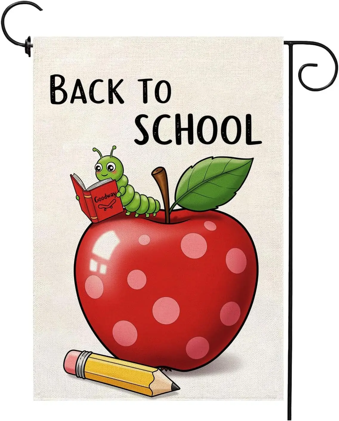 First Day Back to School Garden Flag 12x18 Inch Double Sided Polka Dots Apple Pencial for Outside Lawn Yard Outdoor Decor XK yyi