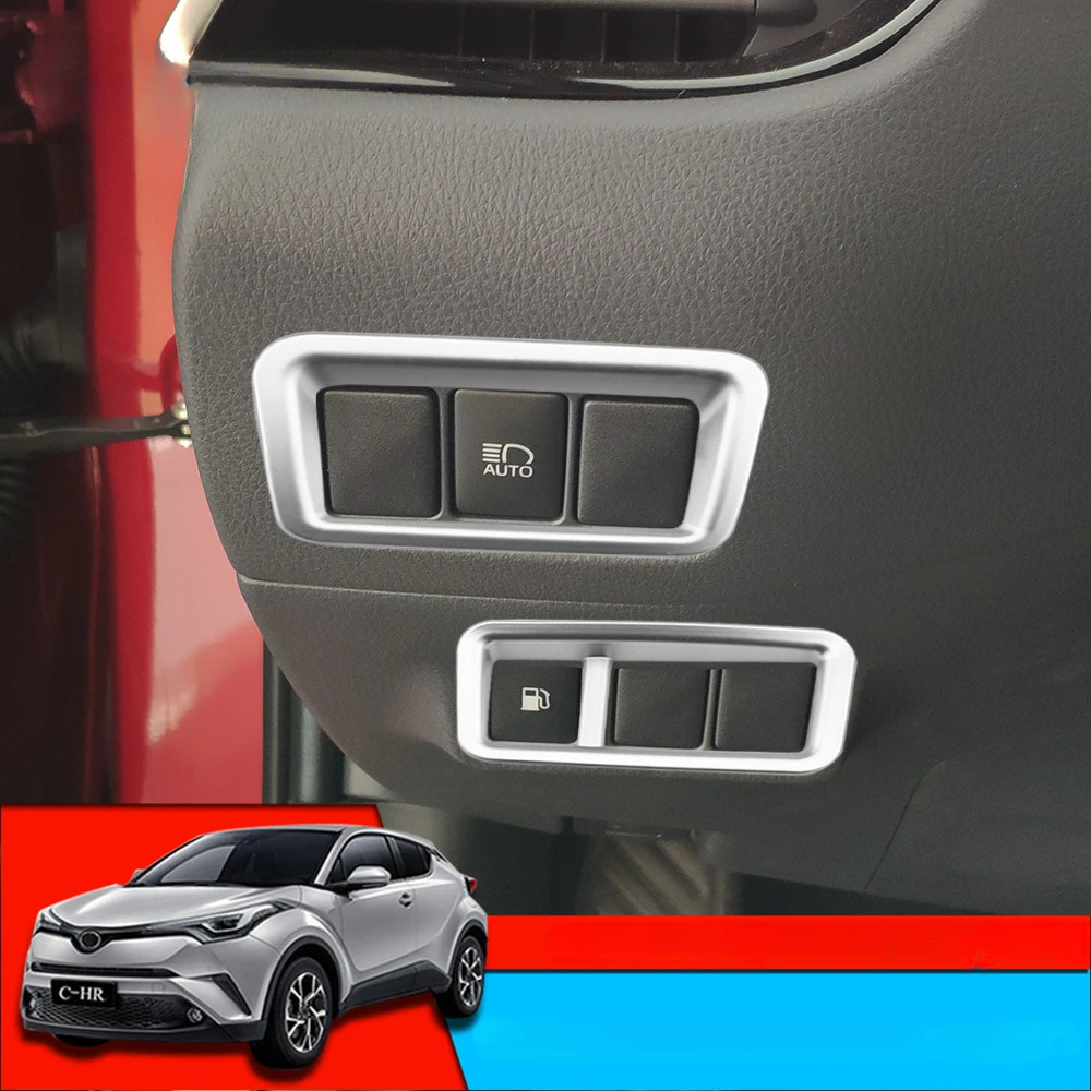 2Pcs ABS Car Headlight Head Lamp Fuel Tank Switch Panel Frame Cover Trim Sticker for Toyota C-HR CHR 2016 - 2023 Accessories