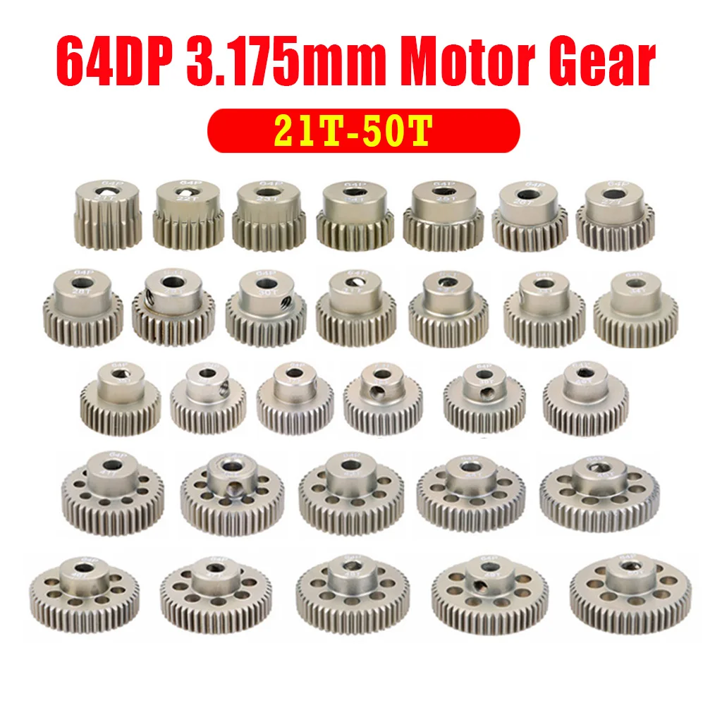 

Surpass Hobby 64DP 3.175mm 22T 25T 26T 30T 31T 34T 35T 39T 42T 45T 47T 48T 49T 21T-50T Metal Pinion Motor Gear for 1/10 RC Car