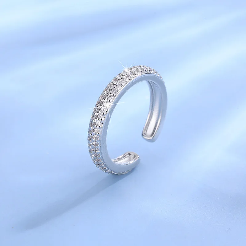 

Стерлингового серебра 925 пробы, двухрядные толстые штабелируемые кольца с цирконом для женщин, дизайнерские ювелирные аксессуары, ювелирные изделия Argent 925