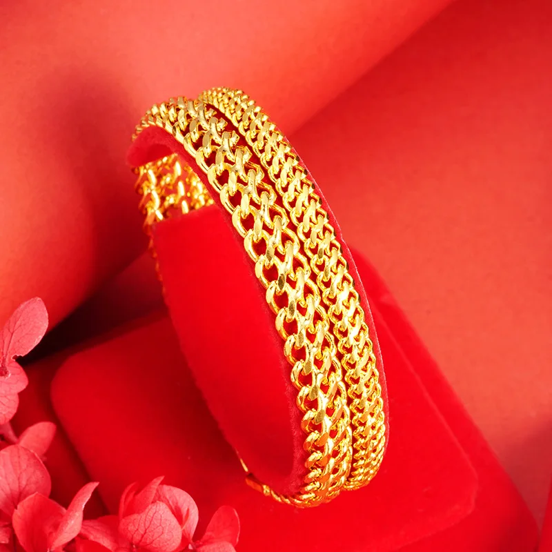 

24K Gold Dragon Bone Bold Chain Clasp Bracelet Unisex AU999 - Premium gold, eye-catching bold chain, fits daily & business