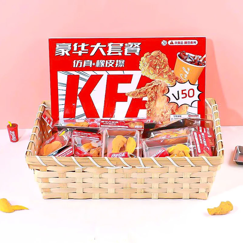Kawaii Stationery items Aesthetic stationery supplies back to school acsesories Fried chicken  Eraser rubber cute things