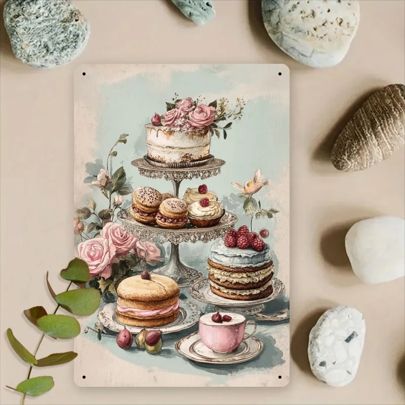 Charming Vintage Dessert Metal Wall Art - 8x12
