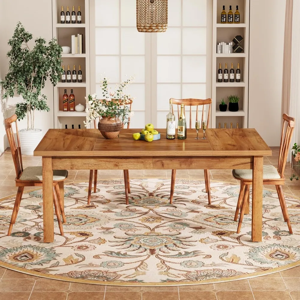 Mesa de comedor de madera de 70,87" para 6-8 personas |   Mesa de comedor rectangular grande y moderna para cocina y granja