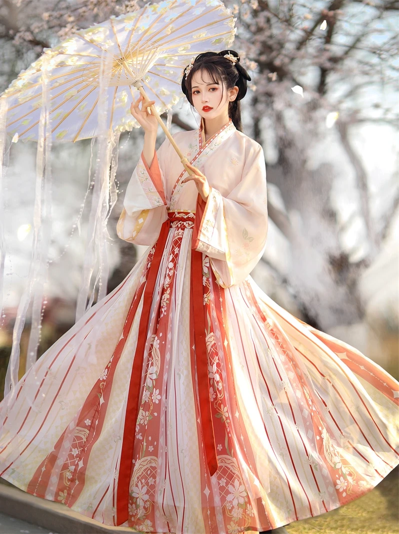 

Оригинальный ароматизированный комплект Hanfu Wei Jin для женщин, с воротником, длиной до талии, в стиле древнего китайского костюма для повседневной носки...