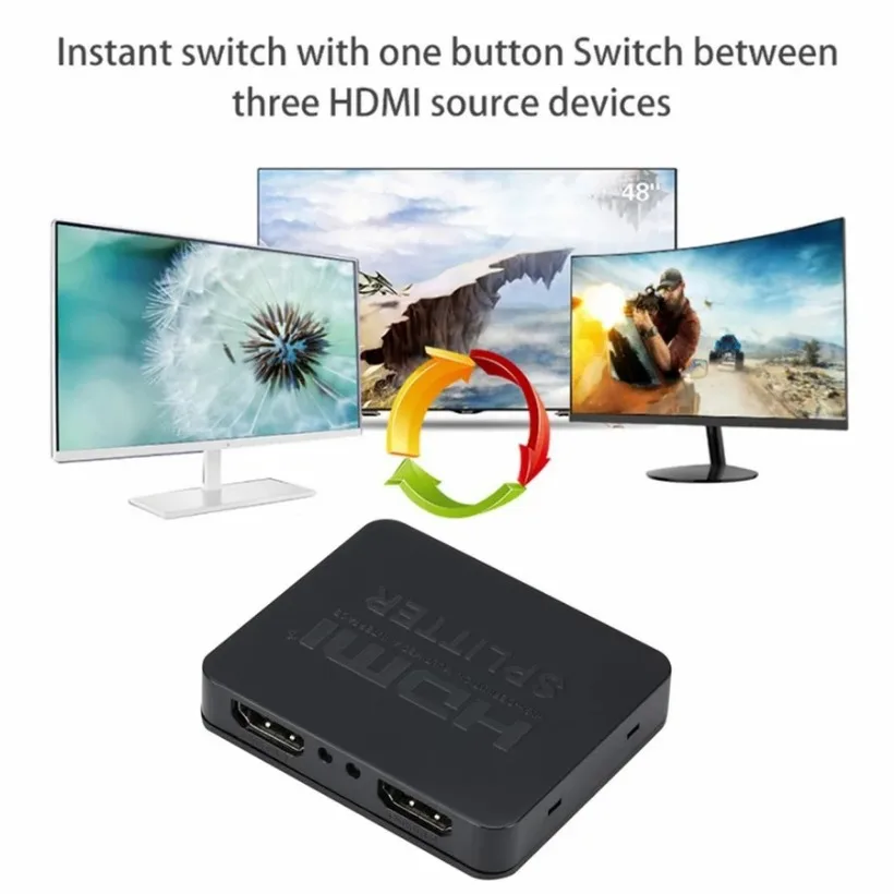 HDMI-compatible Splitter converter 1 Input 2 Output Splitter Switcher Box Hub Support 4K*2K 3D 2160p1080p for XBOX360 PS3/4