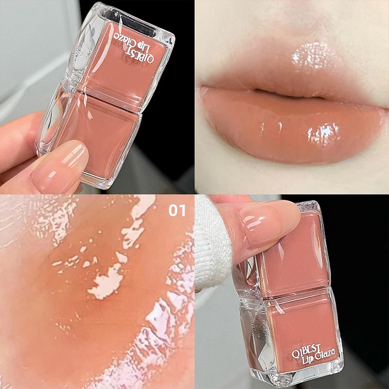 QIBEST Mirror Water Glazed Lip Gloss Moisturizing Lip Tint Not Easy to Fade Long Lasting Non-Stick Cup Lipgloss Stain Makeup
