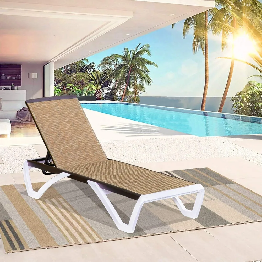 

Outdoor Chaise, Aluminum Adjustable Outdoor Chaise Lounge,All Weather Plastic Poolside Lounge Chair, Outdoors Garden Lounger