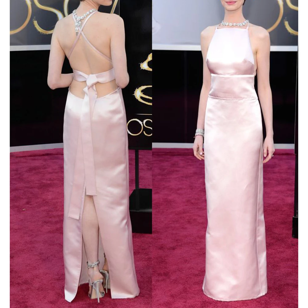 

Sexy Pin Women's Prom Dress Spaghetti Strap Backless Long Straight Slit Evening Dress Floor Length Cocktail Evening Party Dress