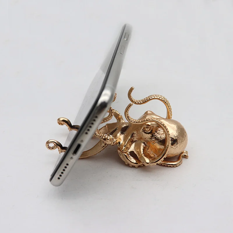 Metal Octopus Cuttlefish Figurines Statue Desk Stand for Phone Bracket Pen Spectacles Holder Car Ornaments Home Decor Decoration