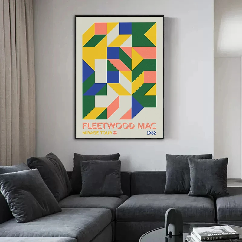 Vintage Music Artist  Abstract Colorful Geometry Posters and Prints Canvas Printing Wall Art Picture for Living Room Home Decor