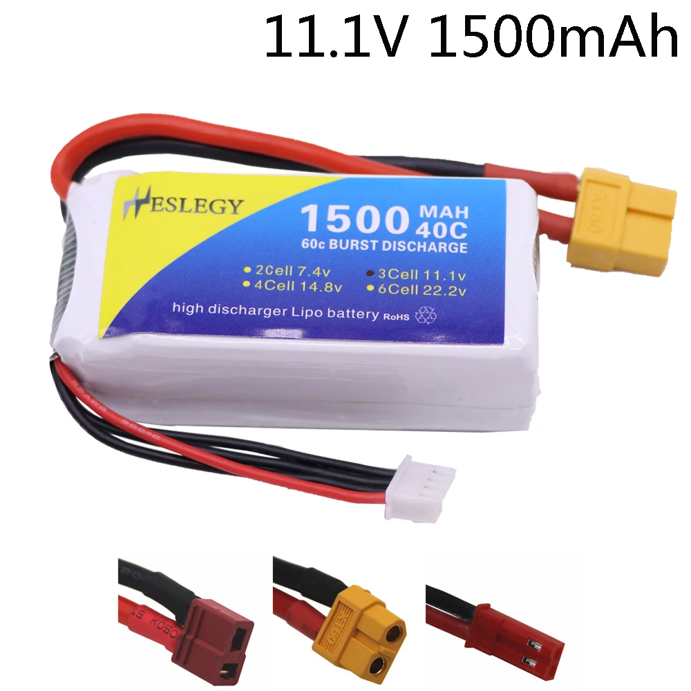 11.1V 1500mAh Rechargeable LiPo Batter T/XT60/JST Plug for Rc Cars Helicopter Airplane parts 11.1 v Lipo Battery For WLtoys V950