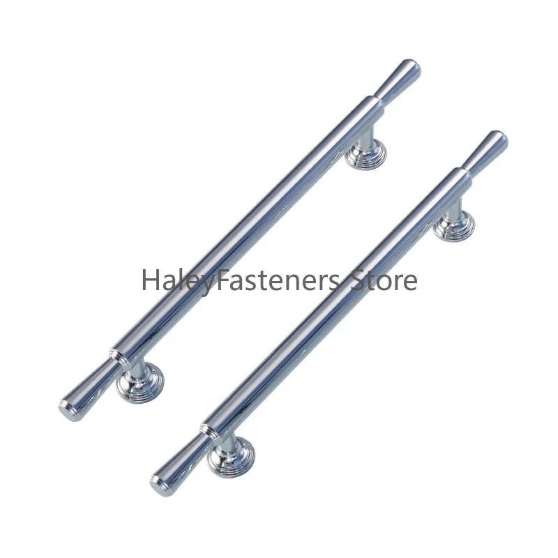 Chrome-plated pure copper wardrobe handle French modern simple bright silver single-hole cabinet door full copper