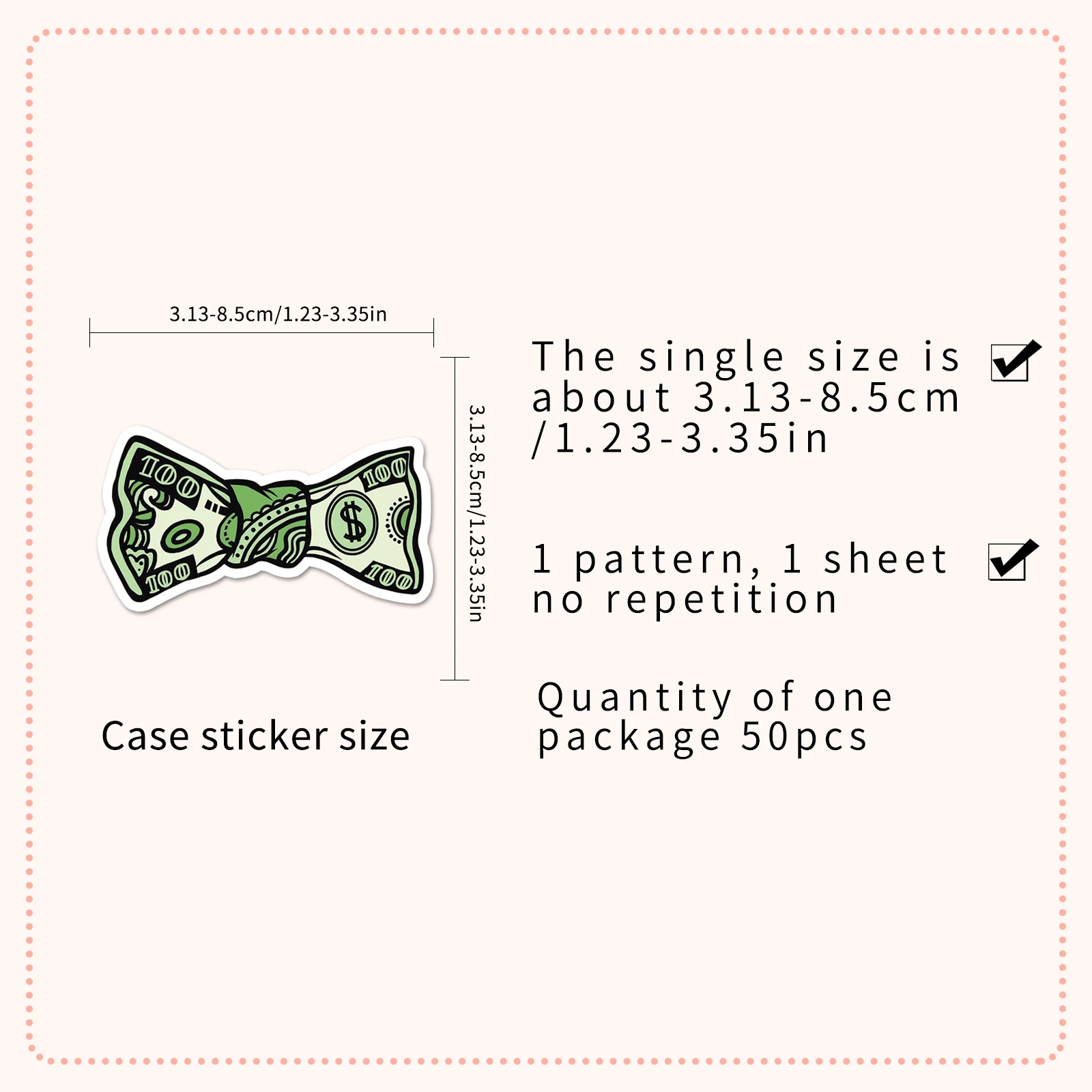 50Pcs Cute Cartoon Dollar Series Cartoon Cute Waterproof Sticker Skateboarding Retro home decal Sticker