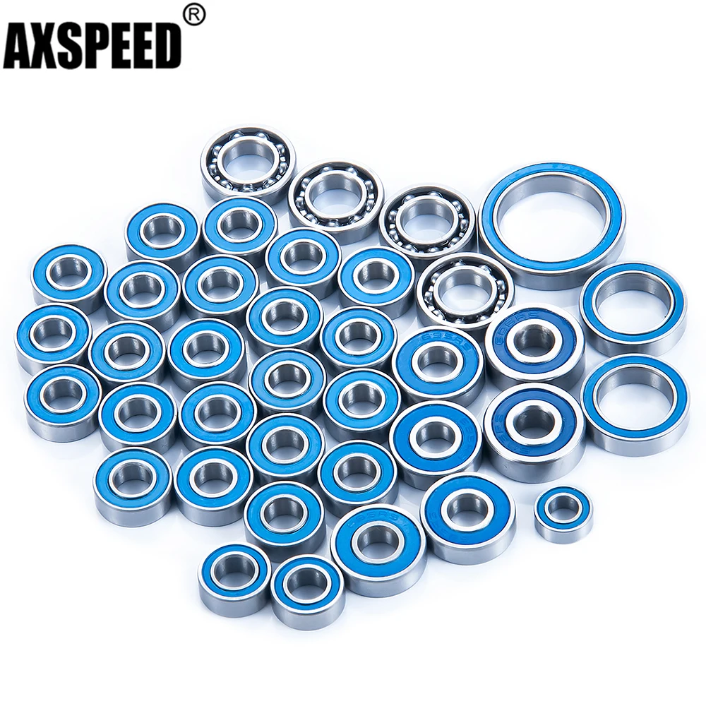 AXSPEED 38Pcs Chrome Steel Bearings Metric Rubber Sealed for 1/10 Axial SCX10 III AXI03006 Gladiator AXI03007 Wrangler RC Car