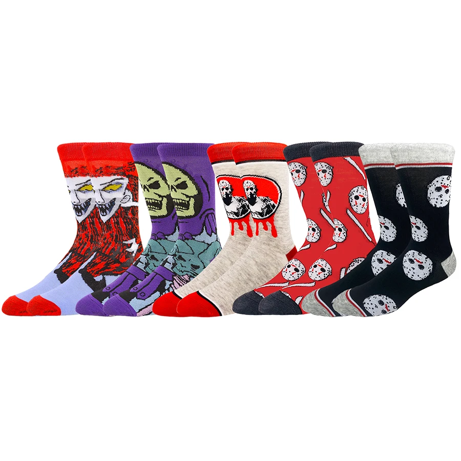 

5 пар новых носков для геймеров для мужчин и женщин с героями мультфильмов, аниме, хип-хоп, уличные модные забавные носки для экипажа