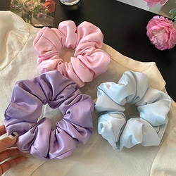 Satin Large Intestine Hair Loop Large Sponge Filling Hair Scrunchies Soft Hair Ties Solid Color Hair Rope Ponytail Rubber Band