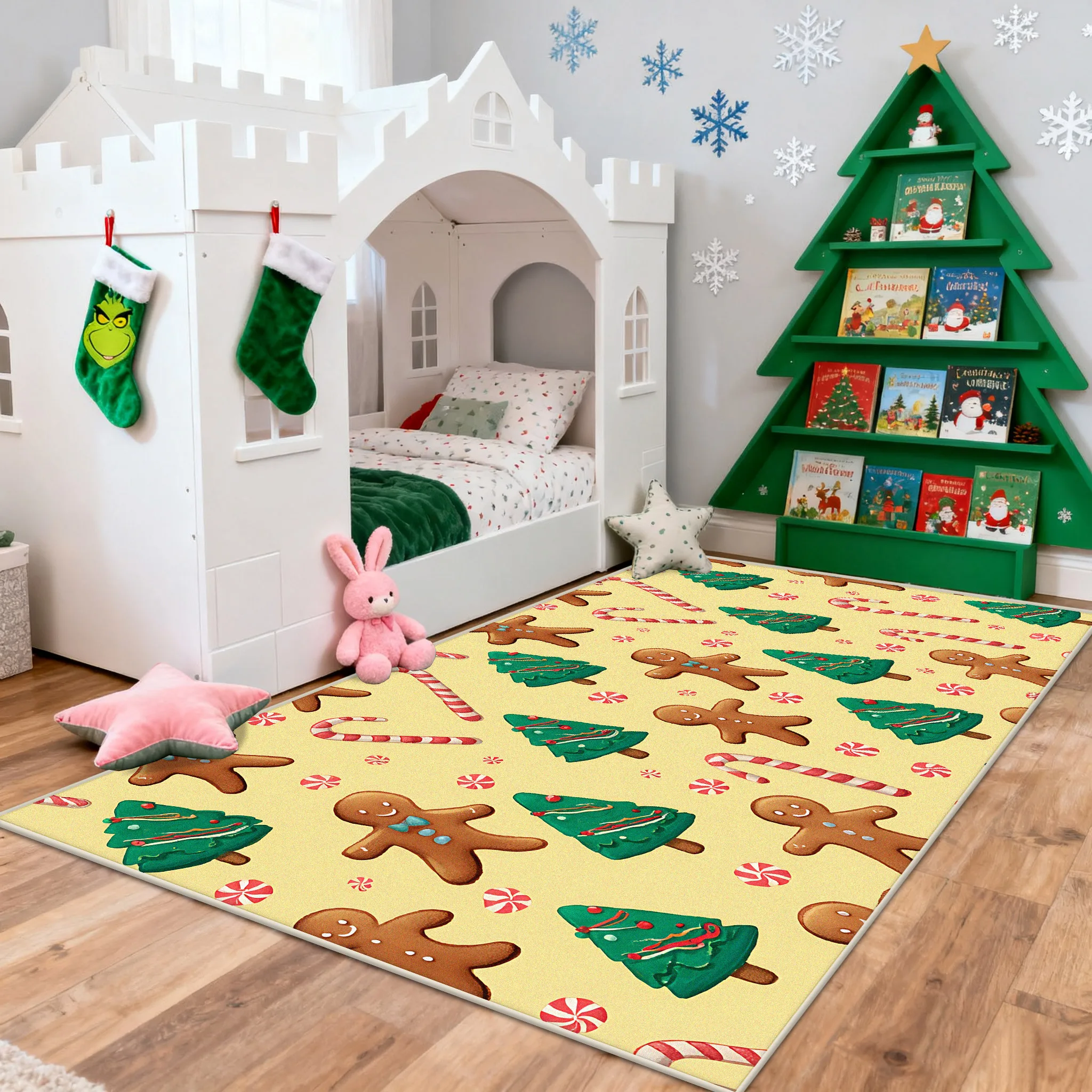 

Прикроватный ковер для детской спальни с героями мультфильмов, украшение для дома, рождественские милые мягкие длинные коврики для гостиной, нескользящий детский коврик для ползания