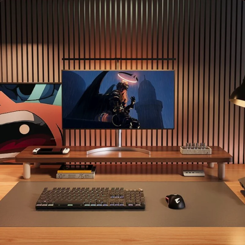 Wooden Monitor Riser Stand Thicken Desk Monitors Laptop Organizer Bracket Office Desktop Computer Storage Holder Monitor Base