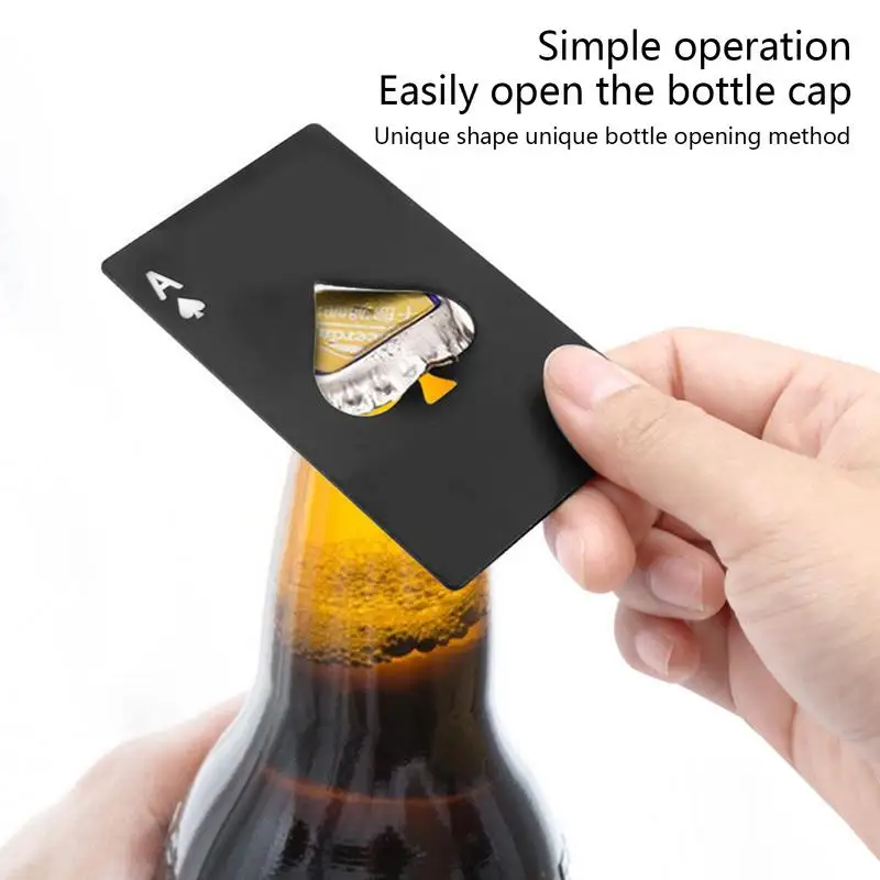 Stainless Steel Ace of Spades Bottle Opener Multi-purpose Beer Bottle Opener Bar Kitchen Gadgets Home Tools Beer Driver Poker