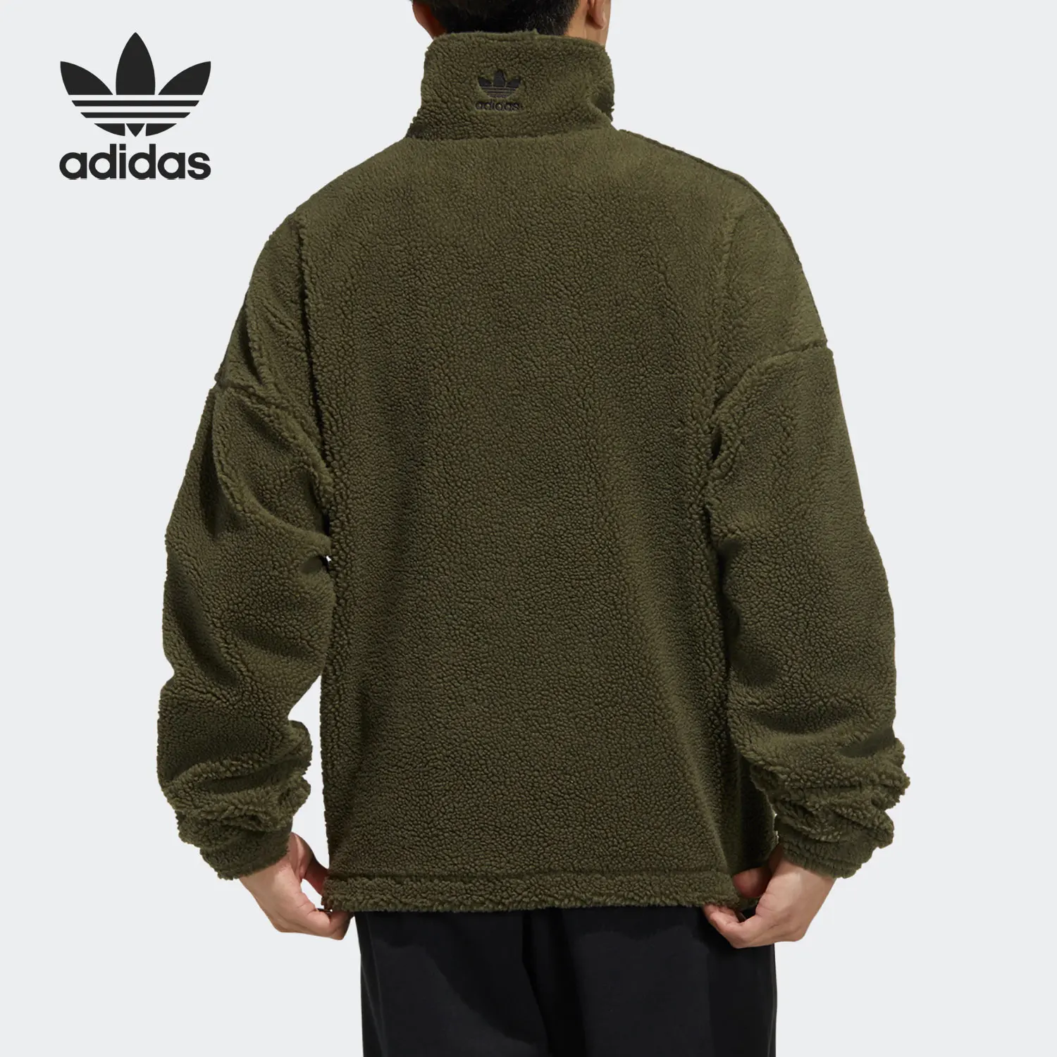 Adidas genuine clover men's and women's imitation lamb wool sports jacket jacket HC0326