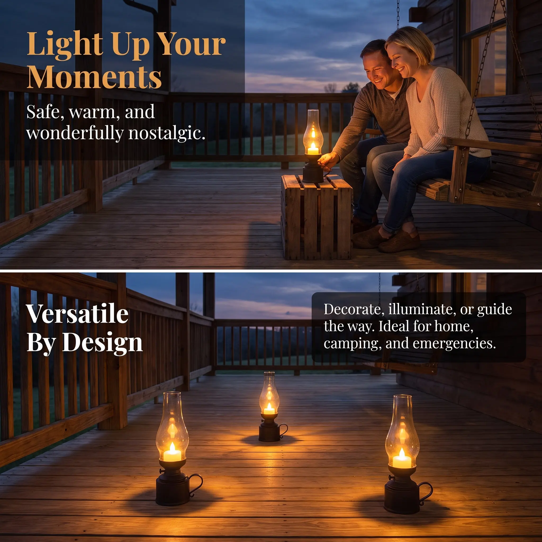 Portable Vintage LED Lantern Handheld Flameless Light for Corridors Basements Power Outages Table Decor Gift