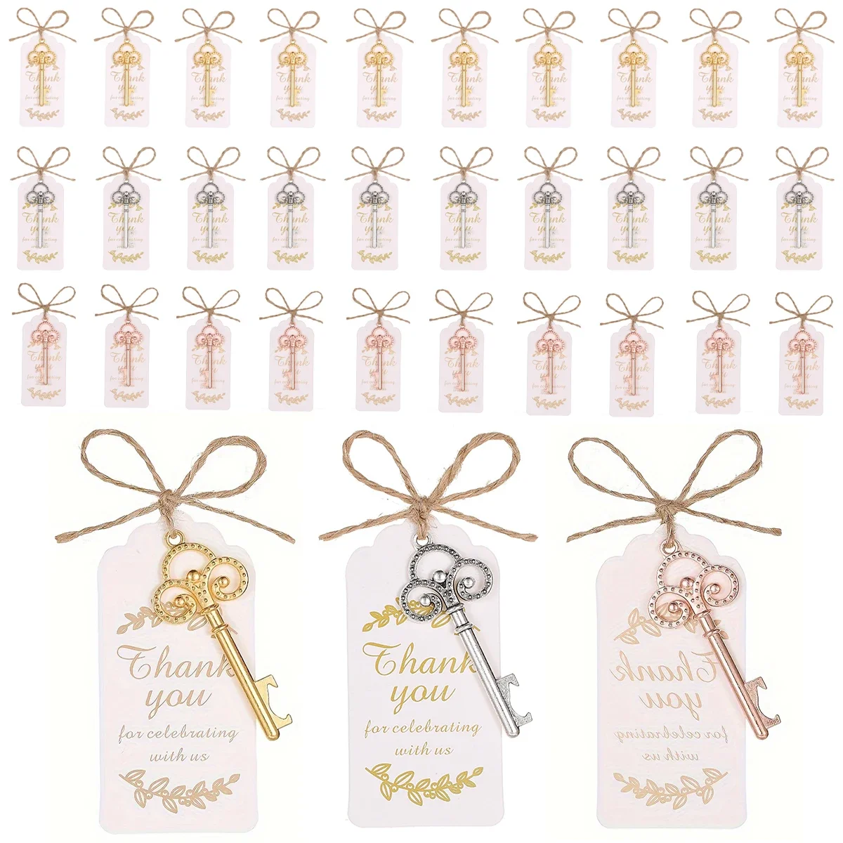 10 Sets Wedding Gifts Key Bottle Opener Candy Box For Wedding Vintage Rose Gold Key Opener Favors Gift Wedding Party Decoration
