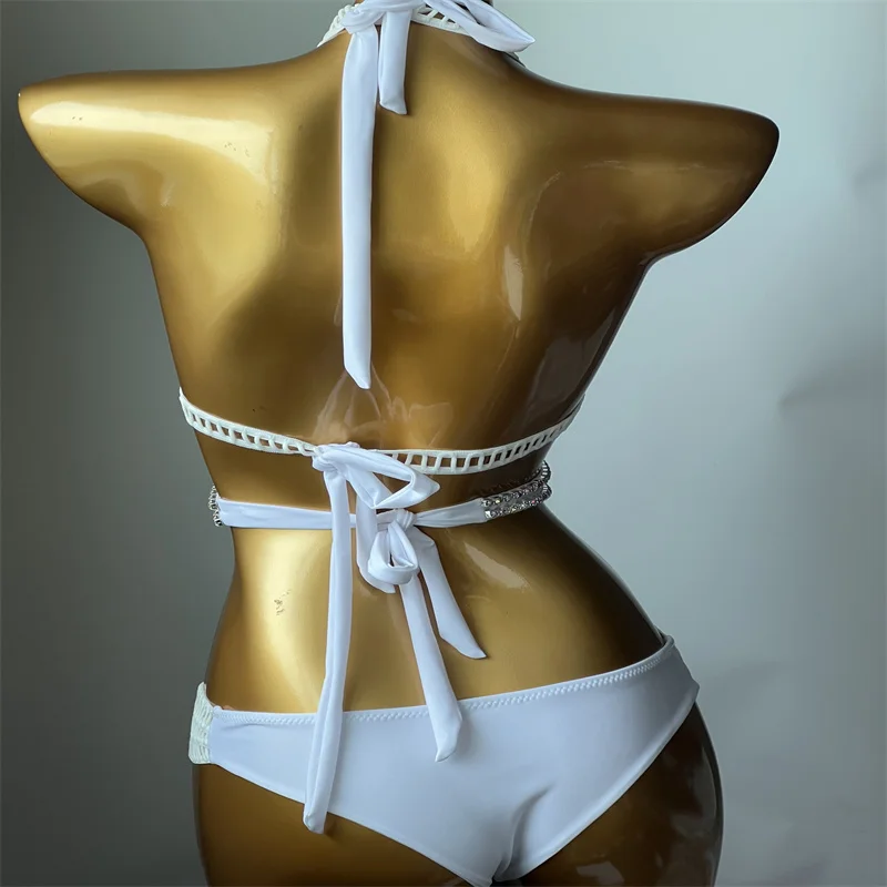 2022 Venus new V-shaped hollow design high quality diamond bikini made by hand pure color diamond inlaid triangle bikini