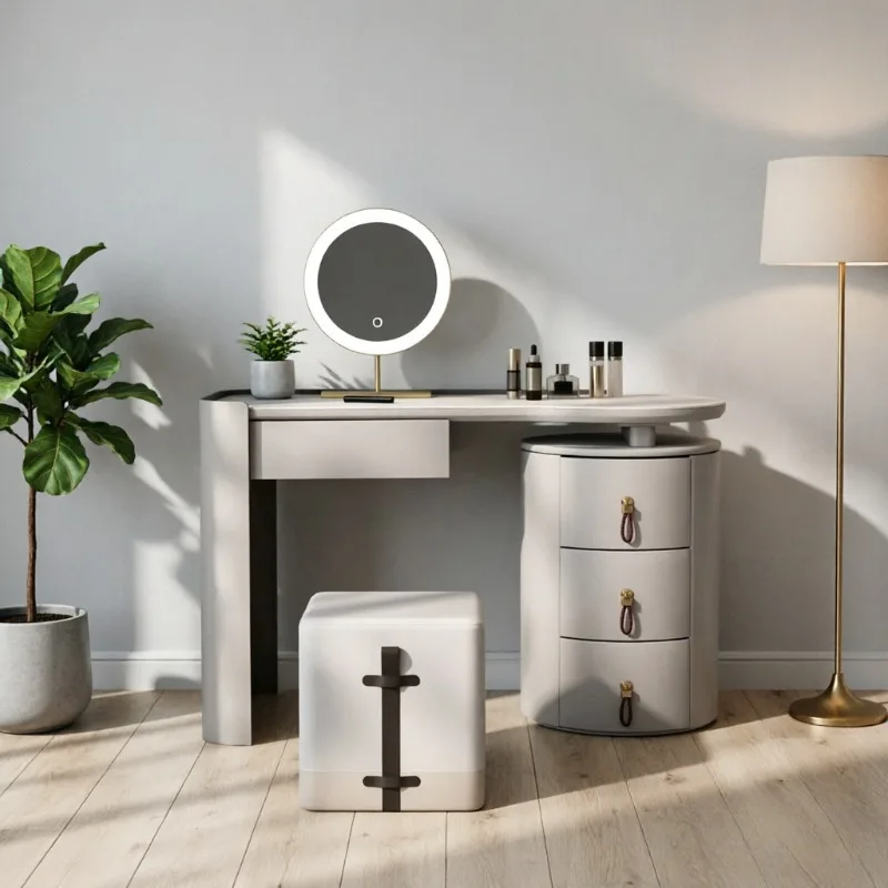 Nordic Minimal Dressing Table Vanity Modern Organizer Storage Dressing Table Drawer Stool Tocador Maquillaje Furniture Home
