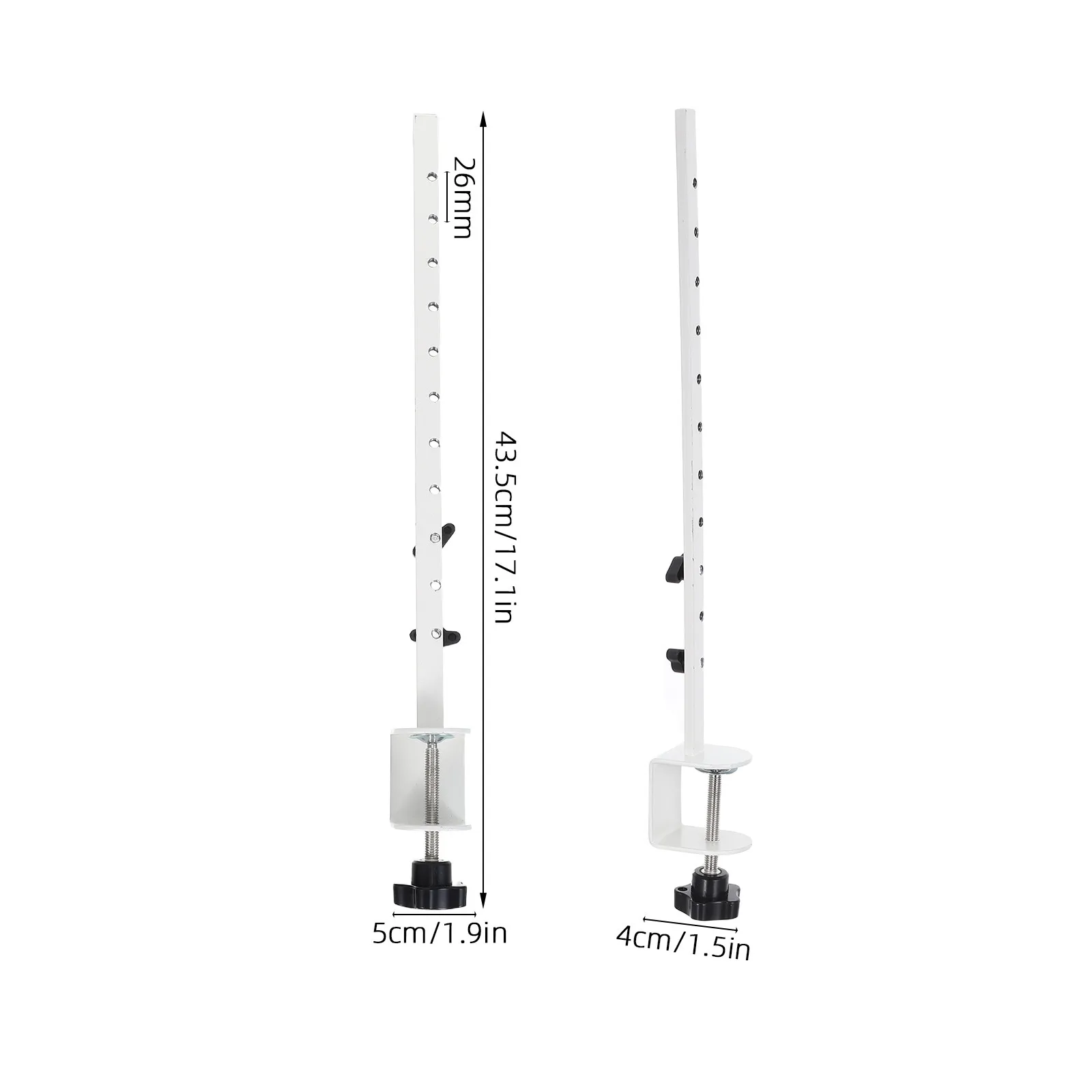 2Pcs Adjustable Tabletop Clamp Stand Pegboard Fixing Bracket Sleek Modern Metal Desk Mount for Office Game Workspace