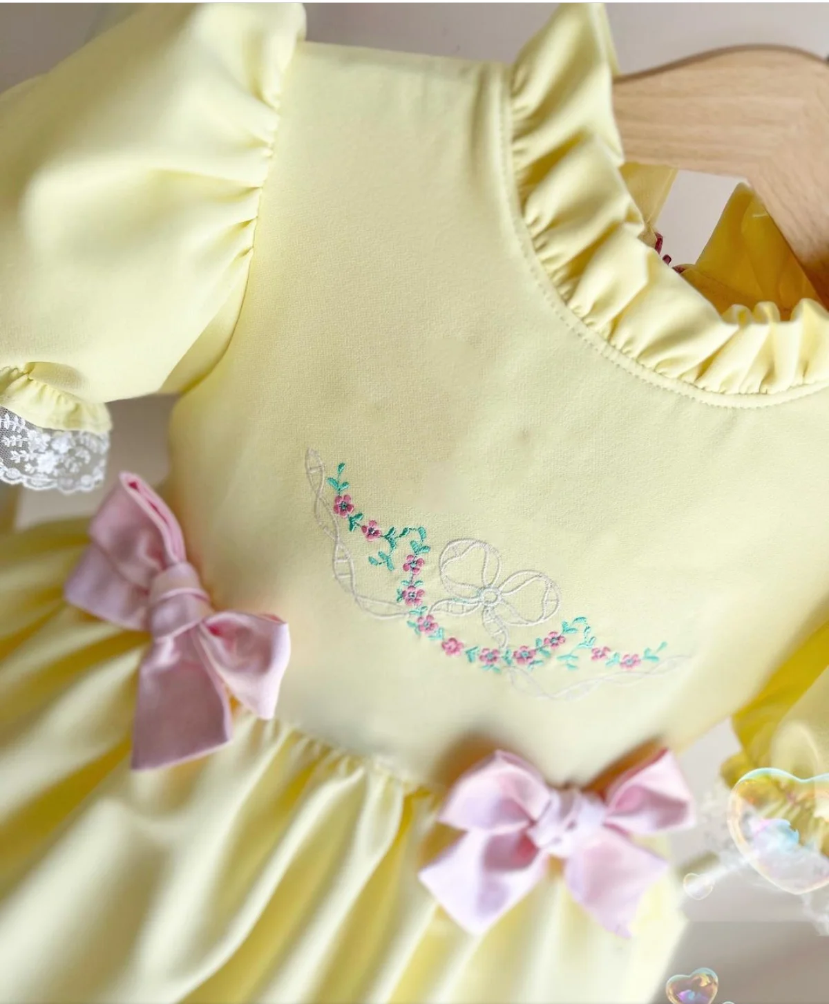 0-12Y Baby Girl Summer Duck Embroidery Turkish Vintage Lolita Princess Ball Gown Yellow Dress for Birthday Eid B174