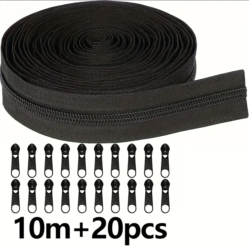 Chain zipper, continuous nylon coil, with zipper slider