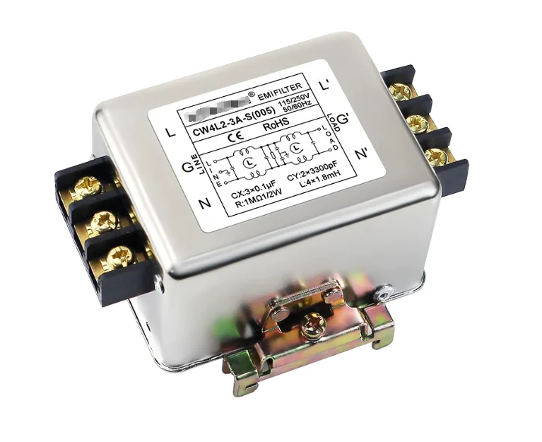 EMI power filter CW4L2-3A-S (005) rail double section 3A rail type 3A DC220V purification anti-interference