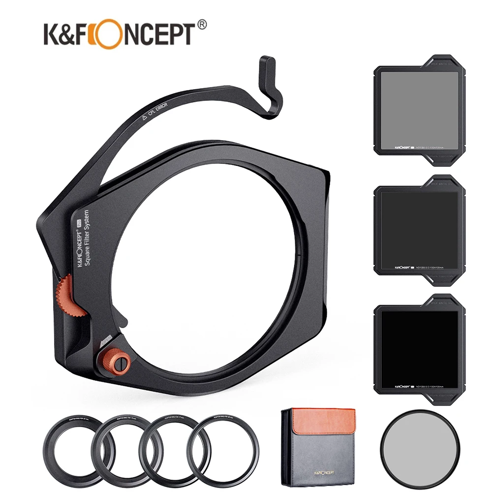 K&F Concept Nano-X Pro Square Filter Holder System Set with 95mm Circular Polarizer CPL + Neutral Density ND8 ND64 ND1000 Filter