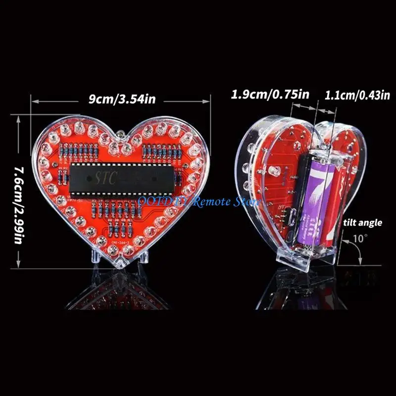  Multicolor Flowing LED Heart DIY Projects Complete Solder Practice Components Set