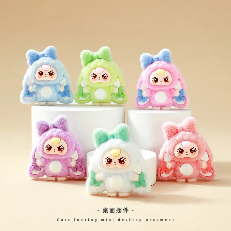 

10pcs/Set New Hot Mini Flocking Colorful Bow Baby Three Doll Cute Anime Action Figure Office Desk Ornaments Trendy Toys Gift