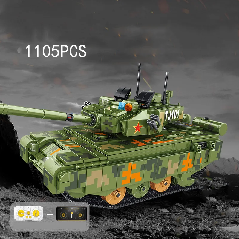 

Китай Тип 99 Основный боевой танк Современная модель военного автомобиля Строительный блок Армейские фигурки Второй мировой войны Кирпич 2,4 ГГц Игрушка с дистанционным управлением