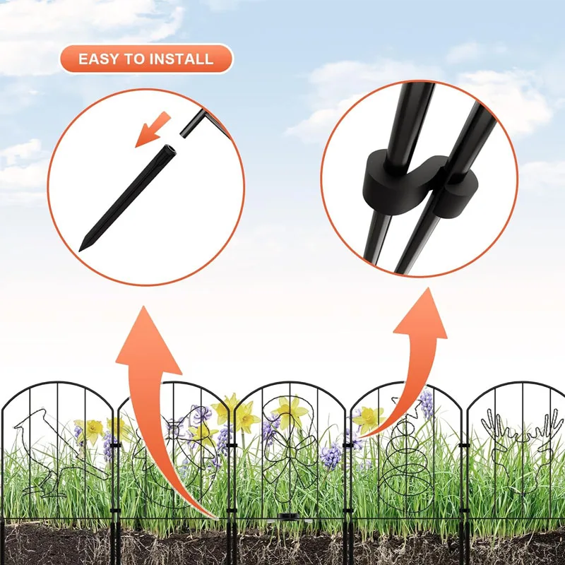 سياج حديقة بدون حفر حاجز حيوانات ، مصابيح ليد بالطاقة الشمسية ، سياج حفر الكلاب الزخرفية ، استخدام في الهواء الطلق ، بطشة عيد الميلاد ، 10 عبوات