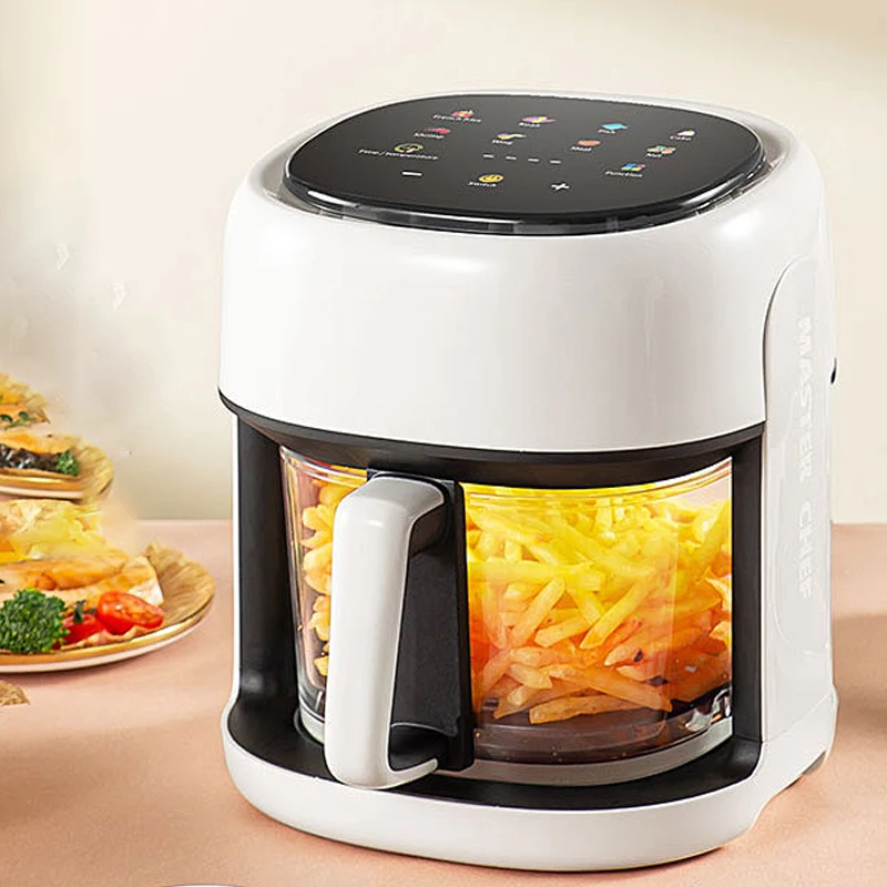 Smart Electric Air Fryer Large Capacity Convection Oven Deep Fryer Without Oil Kitchen 360°Baking Viewable Window Home Applianc