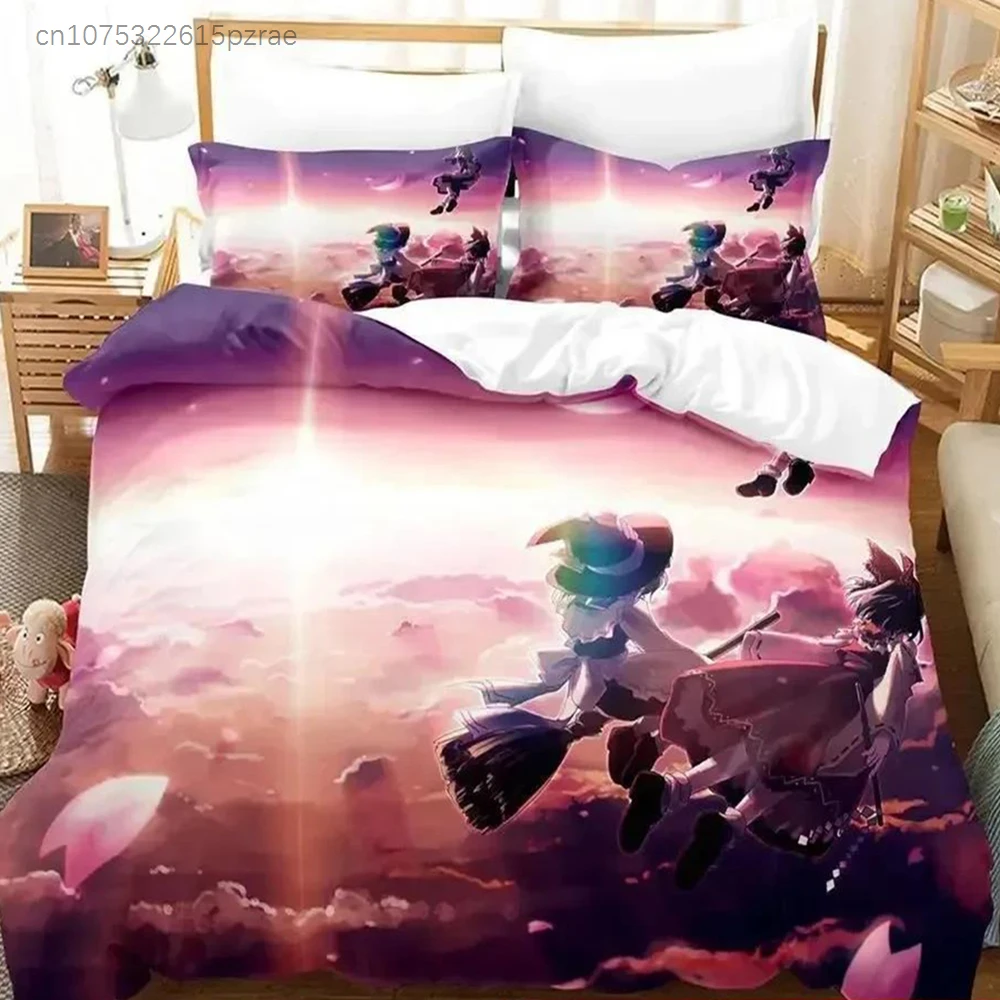3D Touhou Project Remilia Scarlet Bedding Set Cartoon Anime three-piece Set Adult Kid Bedroom Duvet Cover Sets 3D Kawaii Girls