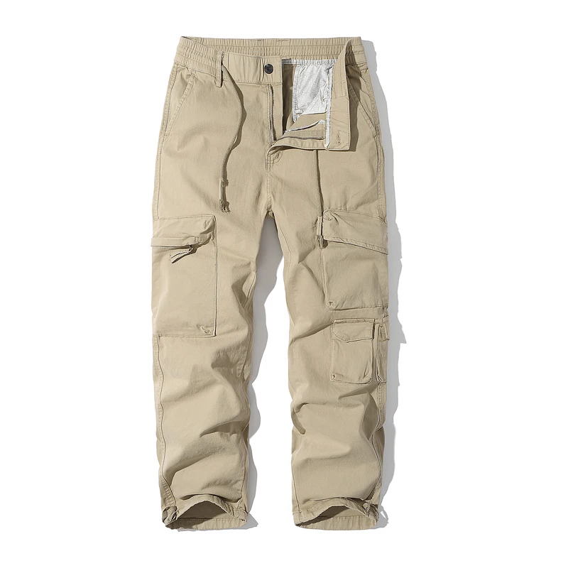 

Spring Men's Cargo Pants Casual Jogging Cotton Full Length Multi-pockets Trousers Solid Tooling Overalls Outdoor Leisure Pants