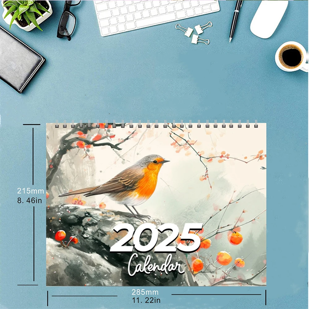 Kalender mit Vogelmotto 2025, Wandkalender, monatlicher/wöchentlicher Planer für Vogelliebhaber, für Schlafzimmer, Arbeitszimmer, Küche, Garten, Vogelkalender