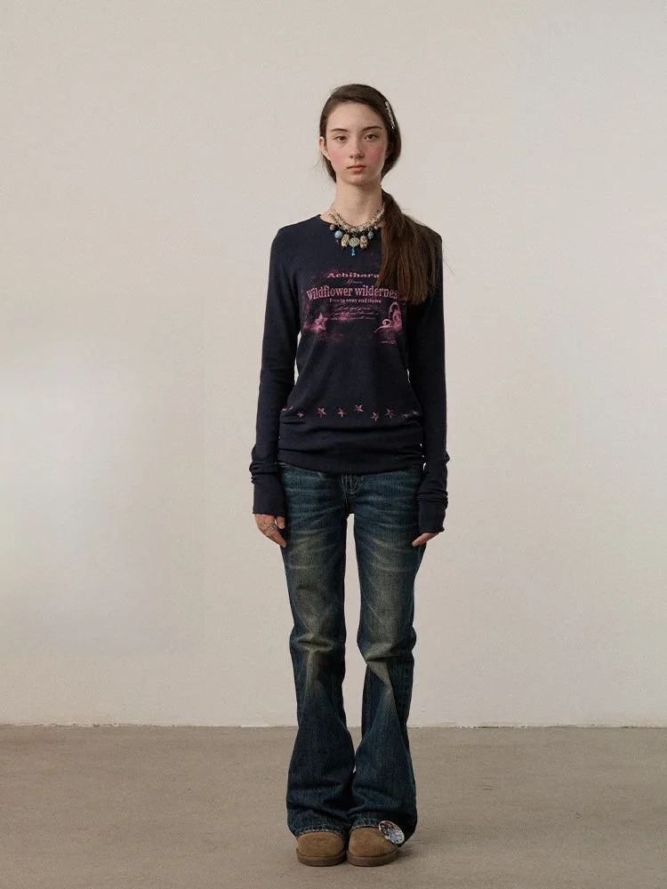 

Футболка Achihara Tidal Time Winter Print, женская, приталенная, с длинным рукавом, круглым вырезом, базовая, для ношения как внутренний или внешний слой, для повседневной носки