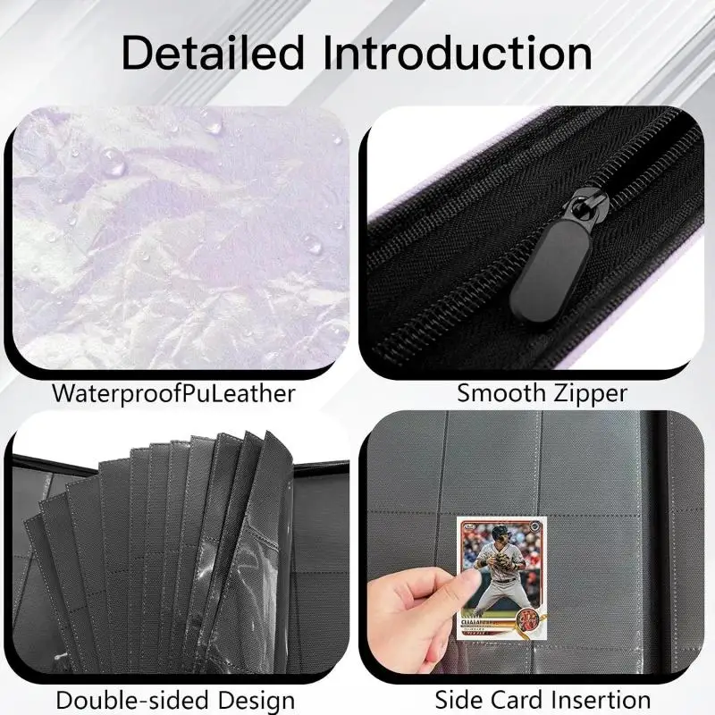 360 Card Slot Card Book Grid Pattern Solid Color Full Zipper Dustproof and Waterproof Nine Grid Storage Bag