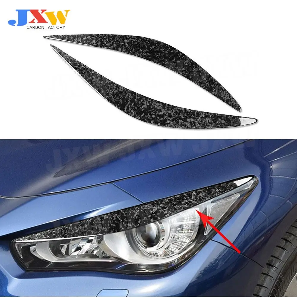 

2PCS/Set Front Lamp Eyebrow Headlight Covers Carbon Fiber for Infiniti Q50 2014-2019 Interior Car Styling