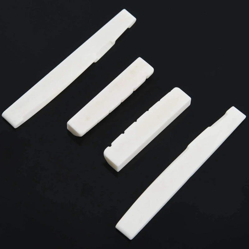 New 8 Sets of 16Pcs 6 String Acoustic Guitar Bone Bridge Saddle and Nut Made of Real Bone