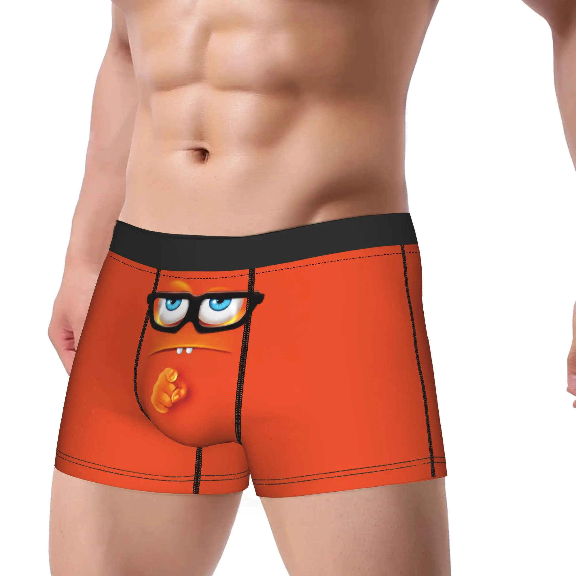 Men Boxer Briefs Shorts Panties Funny Expression Face Nerd Humor Pointing Finger Glasses  Soft Underwear  Homme Humor Underpants